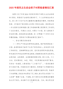 2025年度民主生活会班子对照检查情况汇报