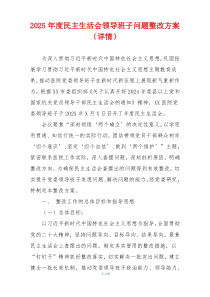 2025年度民主生活会领导班子问题整改方案（详情）