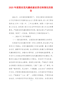 2025年度落实党风廉政建设责任制情况的报告