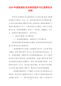 2025年度街道机关支部党组织书记述职发言材料