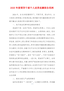 2025年度领导干部个人述责述廉报告范例