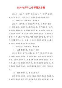 2025年开年工作部署发言稿
