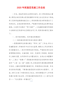 2025年抓基层党建工作总结