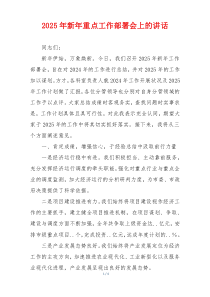 2025年新年重点工作部署会上的讲话