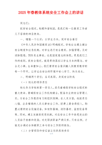 2025年春教体系统安全工作会上的讲话