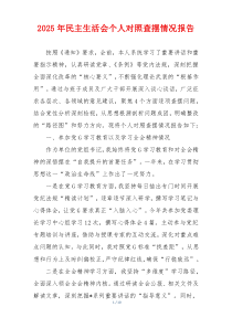 2025年民主生活会个人对照查摆情况报告