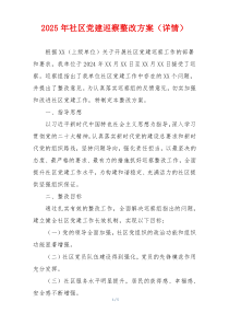 2025年社区党建巡察整改方案（详情）