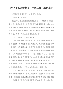 2025年党支部书记“一岗双责”述职总结