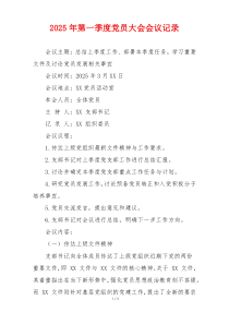 2025年第一季度党员大会会议记录