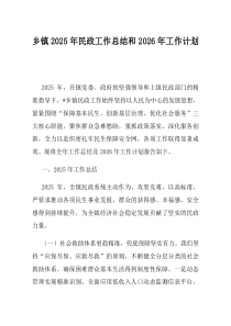 乡镇2025年民政工作总结和2026年工作计划(资料)