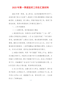 2025年第一季度驻村工作队汇报材料