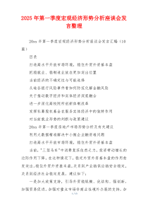2025年第一季度宏观经济形势分析座谈会发言整理