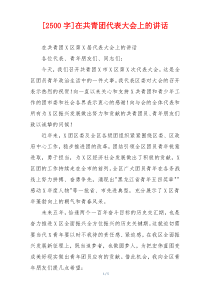 [2500字]在共青团代表大会上的讲话