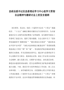 县政法委书记在县委理论学习中心组学习贯彻全会精神专题研讨会上的发言提纲(资料)