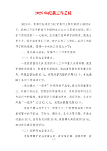 2025年纪委工作总结