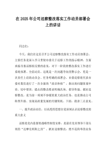 在2025年公司巡察整改落实工作动员部署会上的讲话(资料)