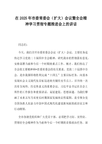 在2025年市委常委会扩大会议暨全会精神学习贯彻专题推进会上的讲话(资料)