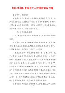 2025年组织生活会个人对照检查发言稿