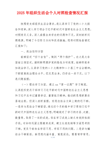 2025年组织生活会个人对照检查情况汇报