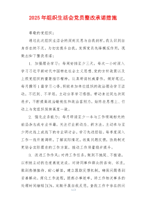 2025年组织生活会党员整改承诺措施