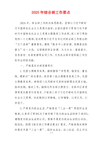 2025年综合部工作要点