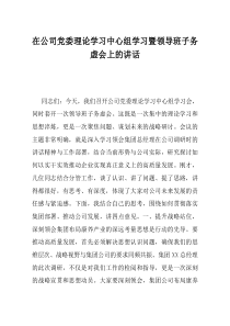 在公司党委理论学习中心组学习暨领导班子务虚会上的讲话(资料)