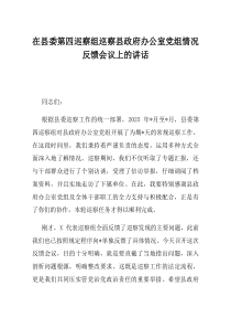 在县委第四巡察组巡察县政府办公室党组情况反馈会议上的讲话(资料)