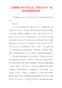 丁廷坤就2025年万山区“安全生产月”活动作电视动员讲话