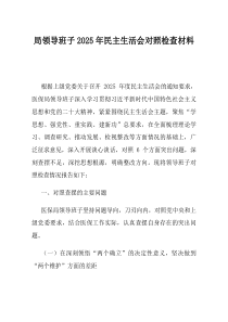 局领导班子2025年民主生活会对照检查材料(资料)
