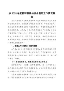 乡2025年度秸秆禁烧与综合利用工作情况报告(参考)