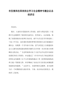 市发展和改革局传达学习全会精神专题会议总结讲话(资料)