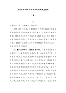 2篇关于召开20XX年组织生活会的情况报告