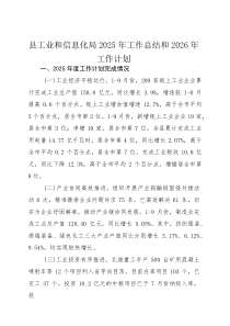 县工业和信息化局2025年工作总结和2026年工作计划(参考)