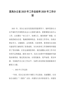 某局办公室2025年工作总结和2026年工作计划(资料)