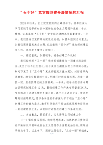 “五个好”党支部创建开展情况的汇报