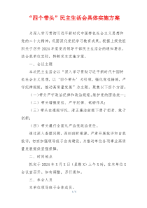 “四个带头”民主生活会具体实施方案