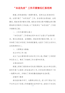 “未巡先改”工作开展情况汇报范例