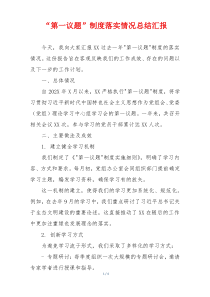 “第一议题”制度落实情况总结汇报