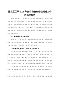 开发区关于2025年度非公有制企业党建工作的总结报告(参考)