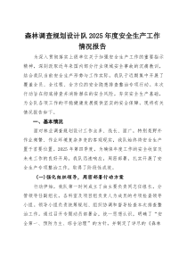 森林调查规划设计队2025年度安全生产工作情况报告(参考)