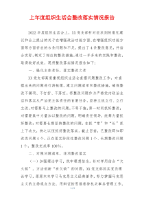 上年度组织生活会整改落实情况报告