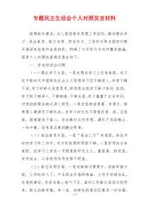 专题民主生活会个人对照发言材料