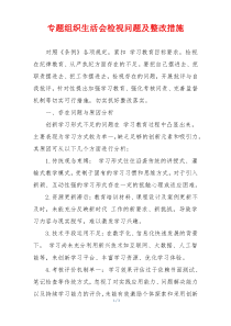 专题组织生活会检视问题及整改措施