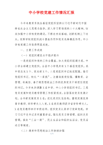 中小学校党建工作情况汇报