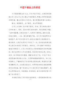 中层干部会上的讲话