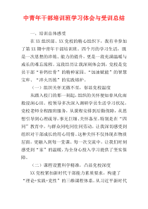 中青年干部培训班学习体会与受训总结