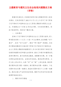 主题教育专题民主生活会检视问题整改方案（详情）