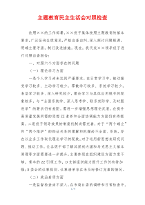 主题教育民主生活会对照检查