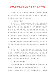 乡镇上半年工作总结和下半年工作计划