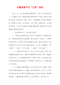 乡镇党委书记“五述”报告